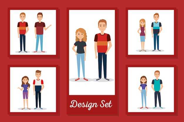 Bundle of designs young people avatar characters