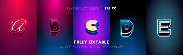 벡터 번들 편집 가능한 텍스트 효과 디자인 벡터 현대 편집 가능한 텍스트 효과 벡터 디자인 세트