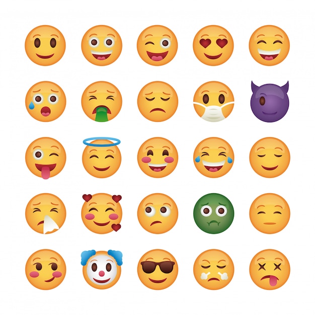 Fascio di facce emoji impostare icone