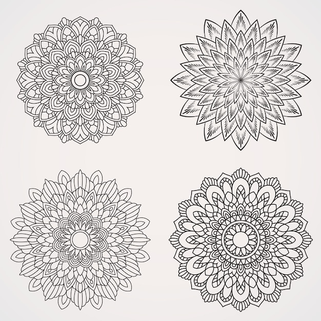 Bundle flower Mandala with Ornaments suitable for henna tattoos photos coloring books islam hinduBuddha india pakistan chinese arab