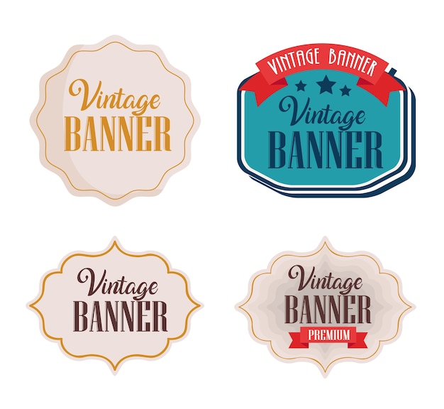 Vector bundle of four vintage banners with frames design