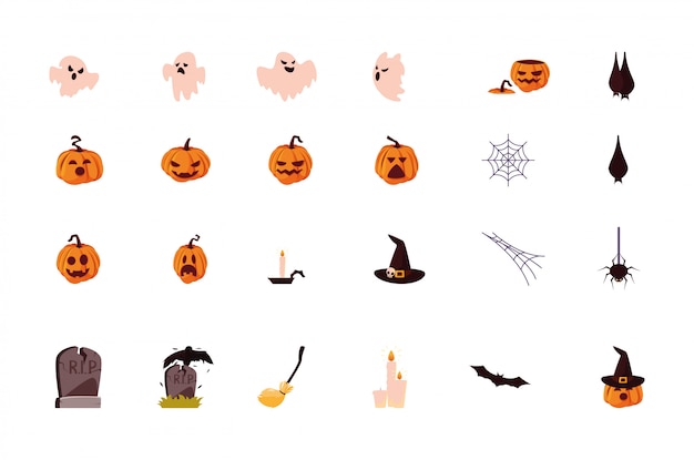 Bundle halloween with set icons