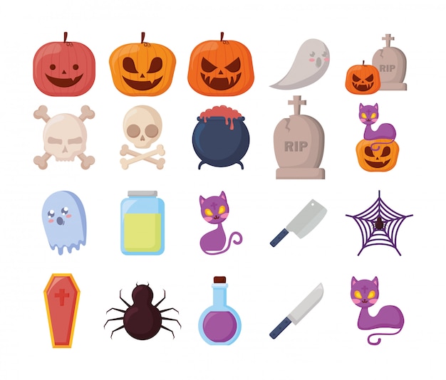 Bundle halloween with set icons