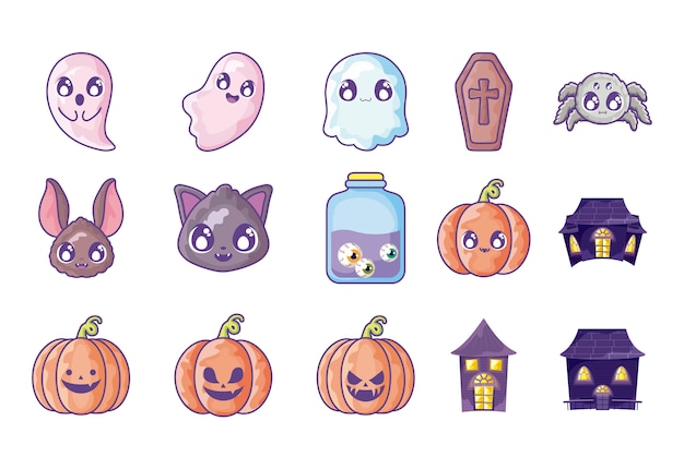 Bundle halloween with set icons