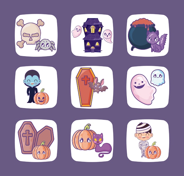 Bundle halloween with set icons