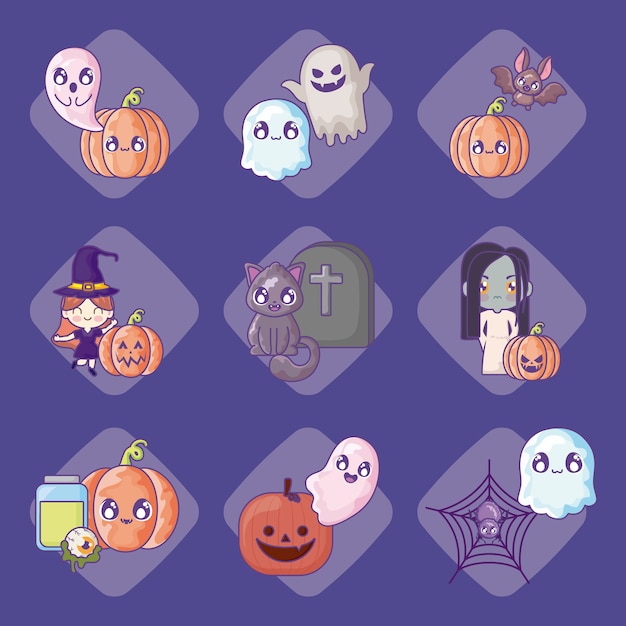 Bundle halloween with set icons