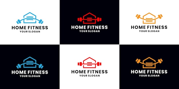 Vector bundle home fines, gym studio logo design collections