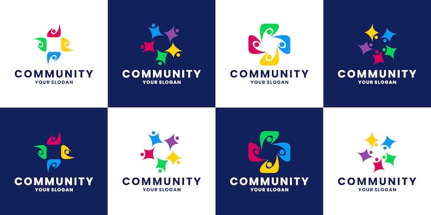 Bundle human, people, team group community logo design templates