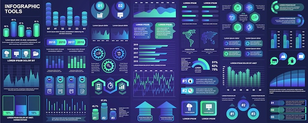 Объедините инфографические элементы пользовательского интерфейса, ux, kit с диаграммами, диаграммами, рабочим процессом, блок-схемой, временной шкалой, онлайн-статистикой, шаблоном элементов маркетинговых значков. набор инфографики.