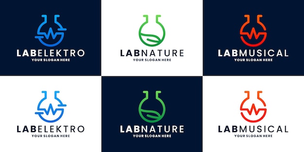 Bundle lab electric, nature, music logo design векторные коллекции