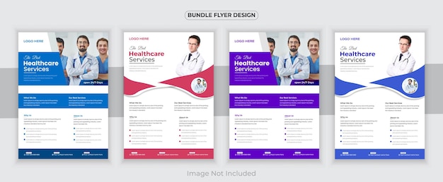 Vettore bundle medical flyer o dl flyer e rack card design template