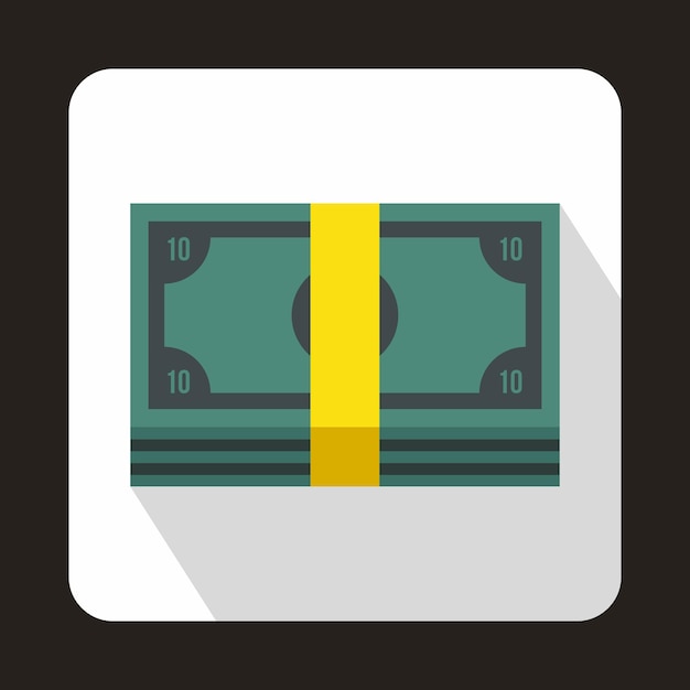 Bundle of money icon in flat style with long shadow Finance symbol