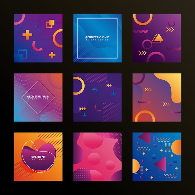 Vector bundle of nine geometric vivid backgrounds