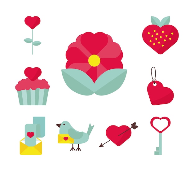 Bundle of nine valentines day icons