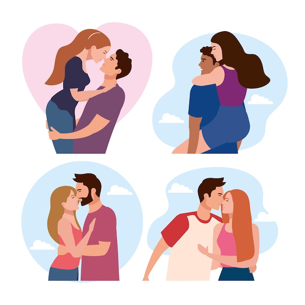 Связка из четырех персонажей влюбленных пар