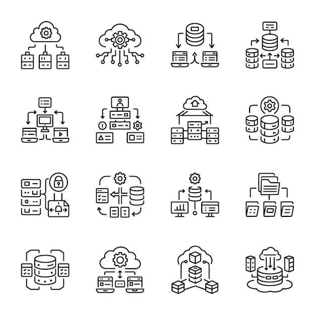 Bundle of Line Style Database Storage Icons