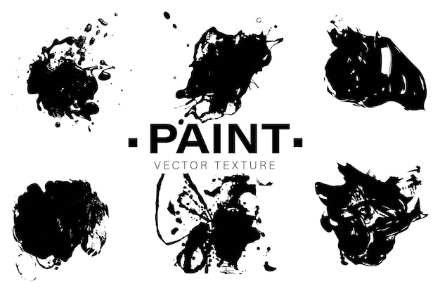 Bundle of oil paint splash circle brush freehand drawings. Vector paintbrush set.