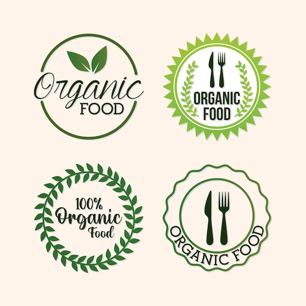 Bundle of organic food lettering