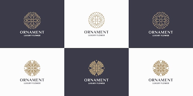 Bundle ornament flower logo design. mandala, monogram concept