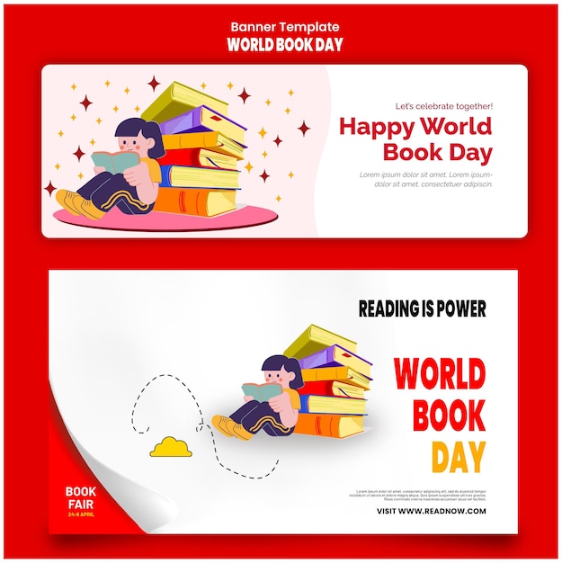 Vettore bundle pack felice giornata mondiale del libro