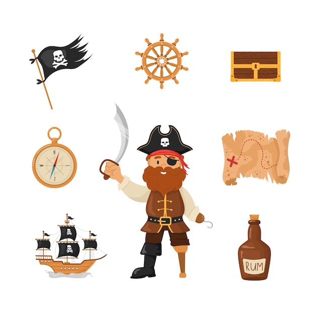 Vector bundle of pirate items.