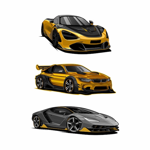 Bundle set  luxury cars vector