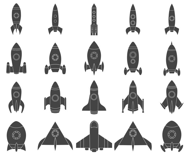 Vector bundle siluet various spaceships and rocket