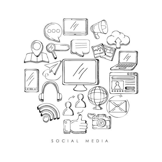 Bundle social media set icons