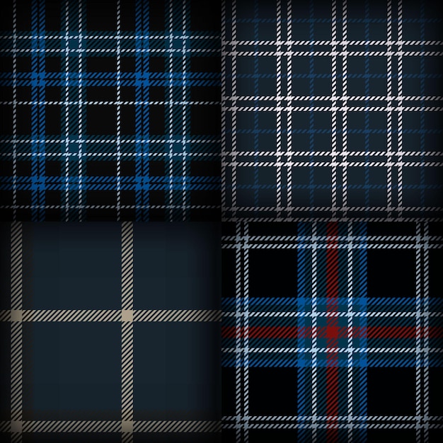 Bundle tartan scotland pattern with blue red and white colors vector illustration