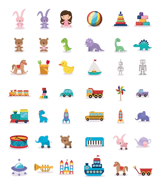 Bundle of toys children icons