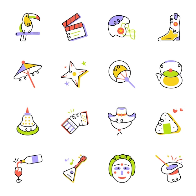 Bundle of Traditional Objects Sketchy Icons