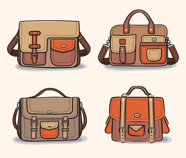 Bundle of trendy men39s handbags vector