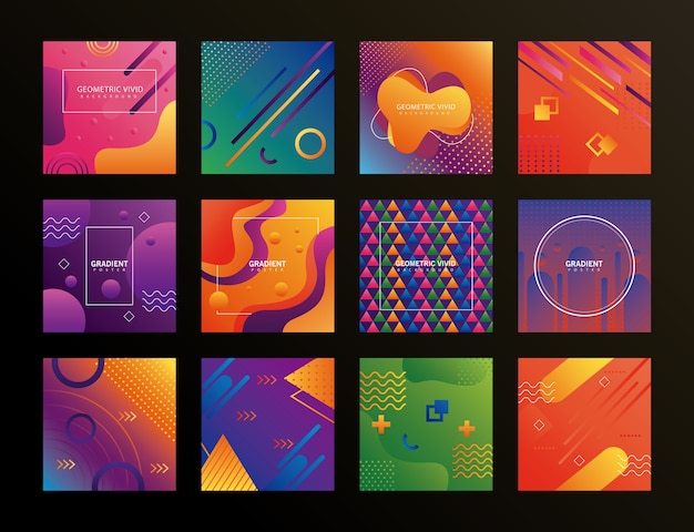 Vector bundle of twelve geometric vivid backgrounds