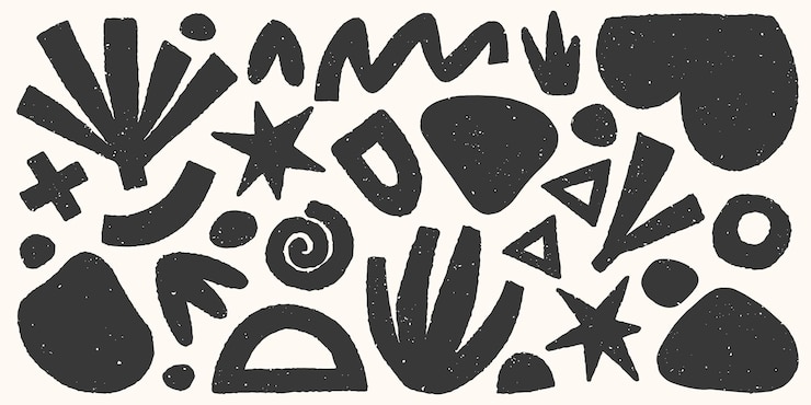 Vector bundle of vector black and white hand drawn various organic shapesdoodles and texturestrendy contemporary design perfect for printsflyersbannersfabrisbranding designcovers and more