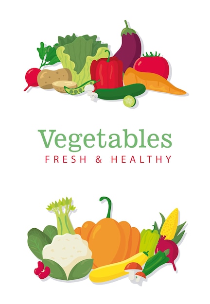 Bundle of vegetables healthy food icons and lettering