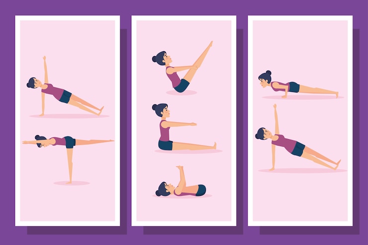 Vector bundle of women practicing yoga