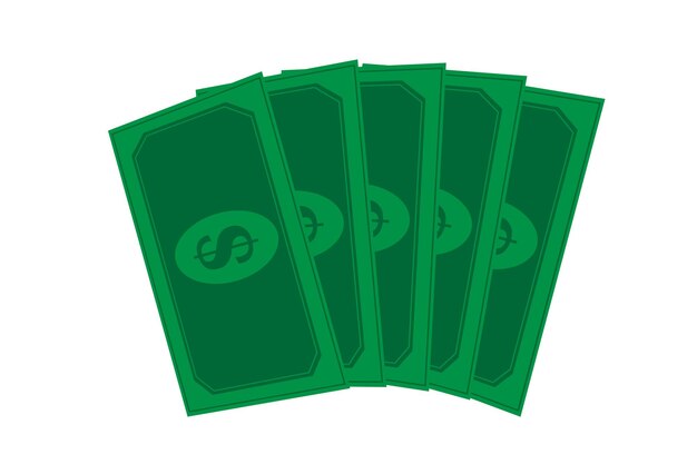 Fasci di dollari isolati su sfondo bianco set di banconote diverse denaro contante