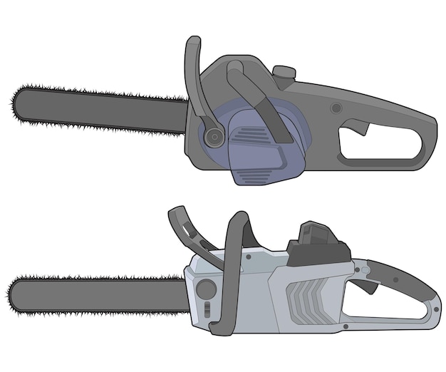 Vector bundling set of chainsaw isolated illustration vector art chainsaw vector petrol chain saw modern