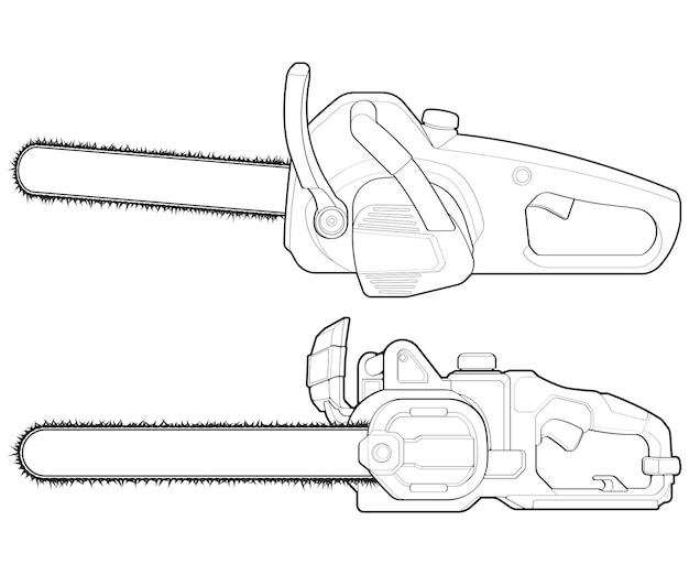 Vector bundling set of chainsaw isolated illustration vector art chainsaw vector petrol chain saw modern