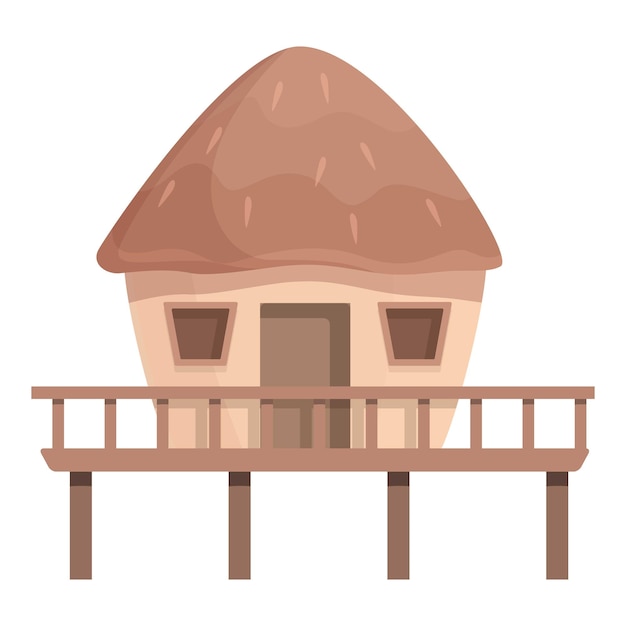 Vector bungalow building icon cartoon vector island house sea hawaii