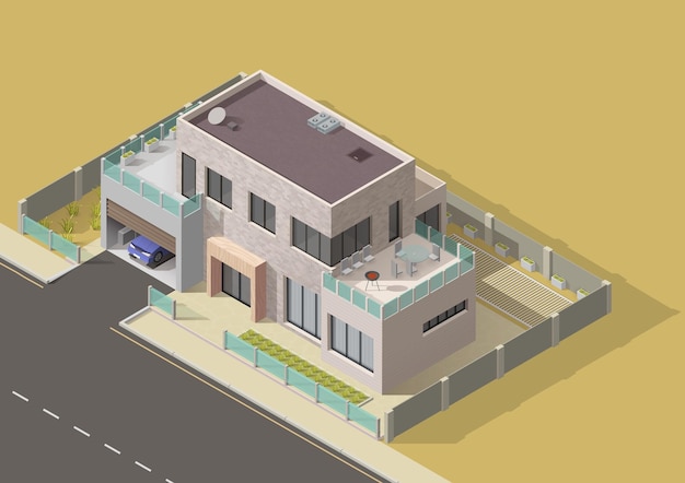 Vector bungalow villa or mansion isometric building