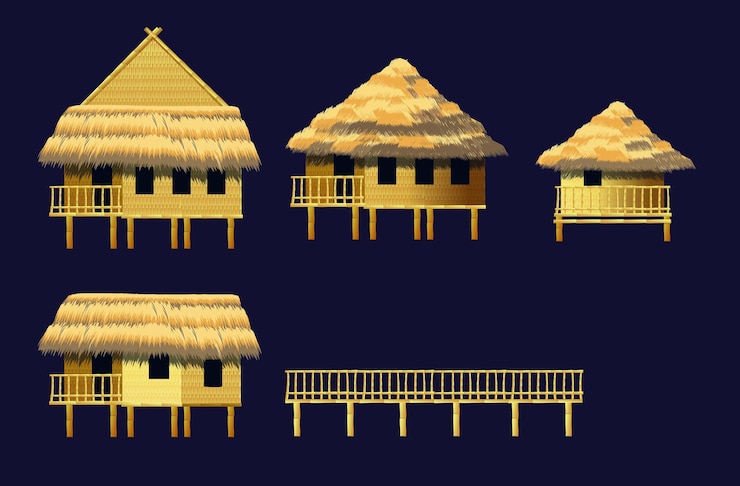 Vector bungalows set