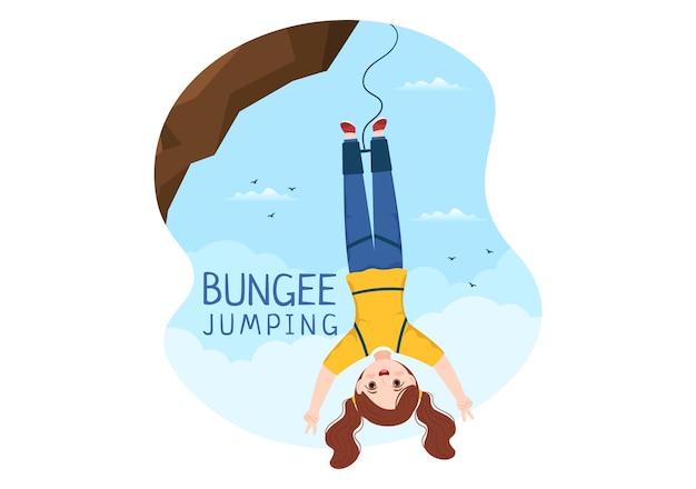 Illustrazione di bungee jumping in flat cartoon extreme sports vector template