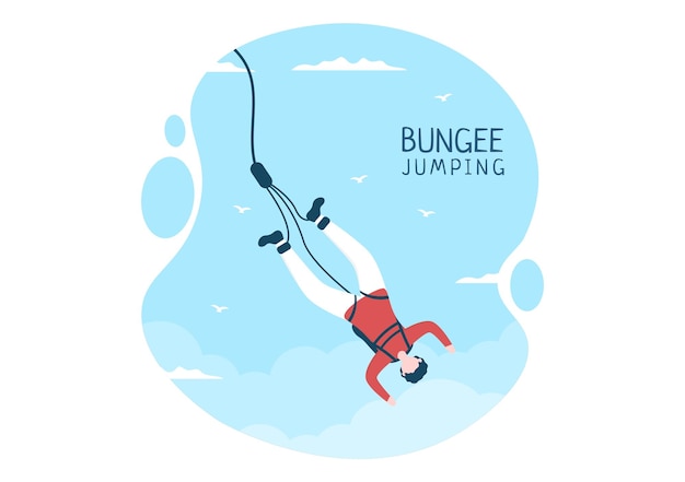 Bungeejumpen platte cartoon extreme sport vectorillustratie