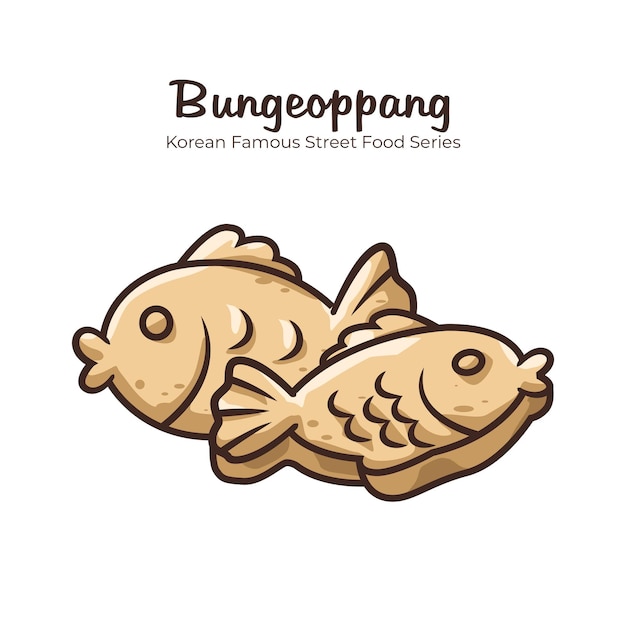 Bungeoppang fish cake korean famous street food illustration