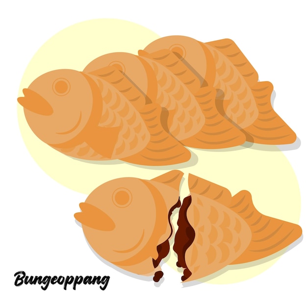 Bungeoppang or taiyaki traditional Japanese and Korean street food with red bean filling