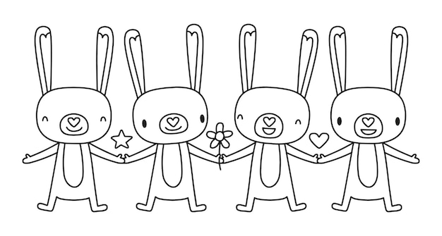 Bunnies and flowers vector illustration