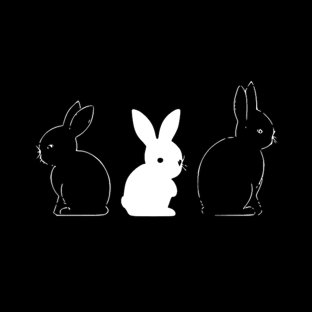 Bunnies minimalist and flat logo vector illustration