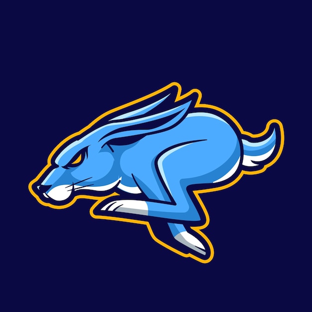 Bunnies run mascot logo gaming illustration