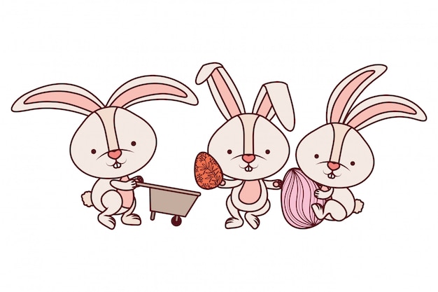 Кролики с тачкой и иконой пасхального яйца